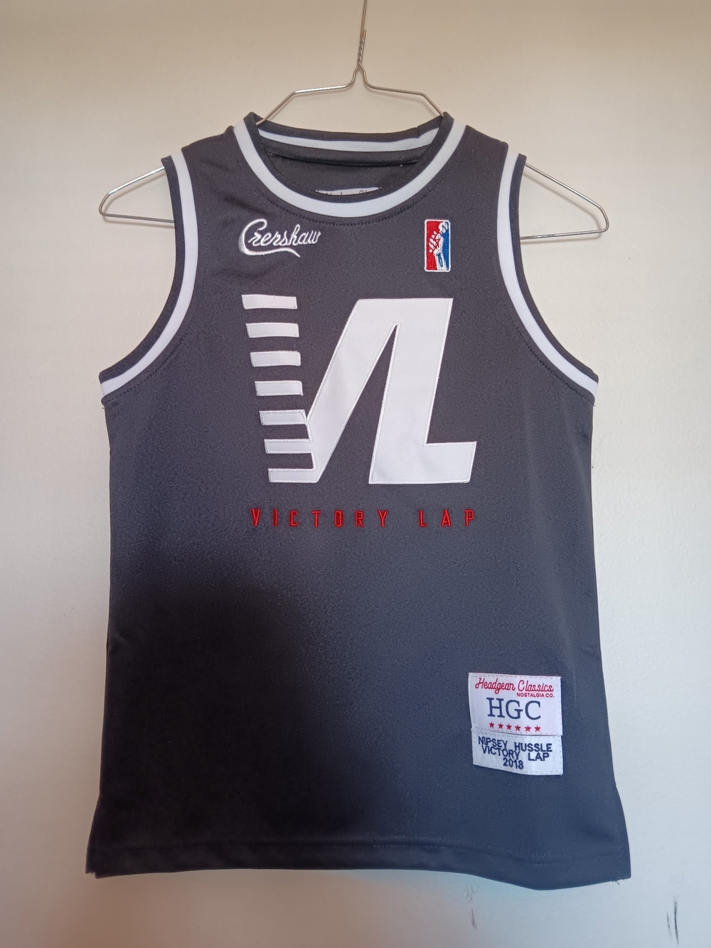 Victory Lap Nipsey Hustle Kids Basketball Jersey - Black/White